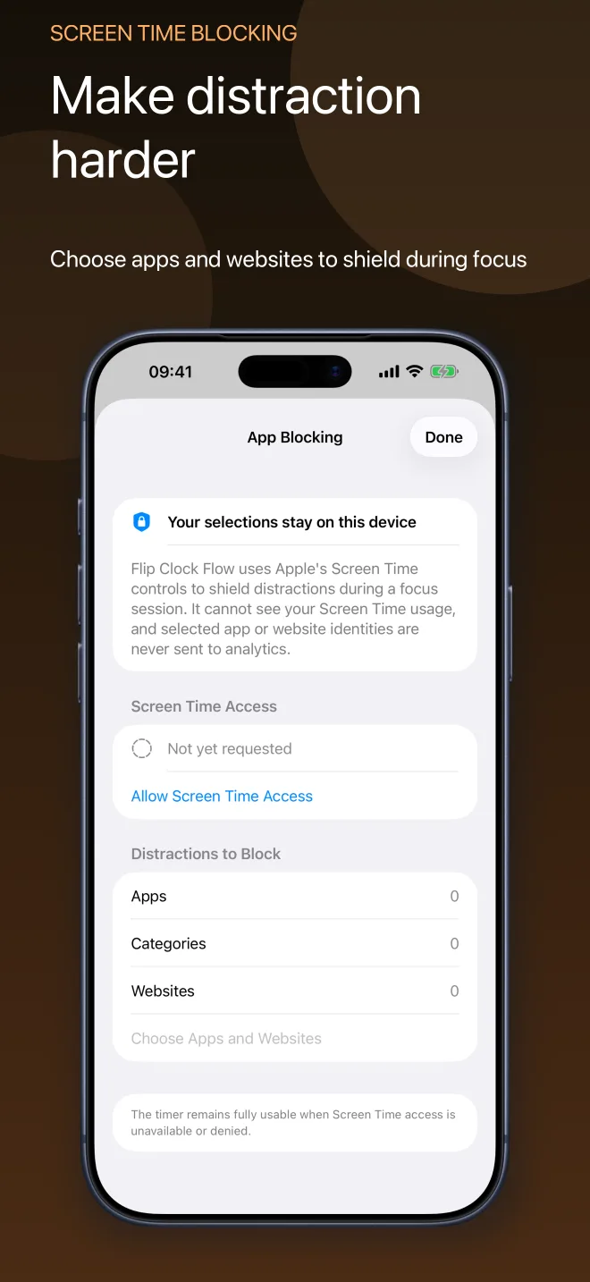 Flip Clock Flow Lifetime Pro features including distraction blocking and themes